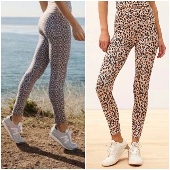 2 Pairs! Anthropologie Daily Practice 7/8 Leggings Size XS Blue Geo Rust   6 - Picture 1 of 11